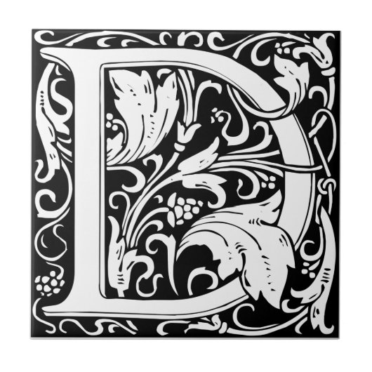 アール・ヌーヴォー様式のD字モノグラム 中世風 タイル (正面)