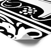 アール・ヌーヴォー様式のD字モノグラム　中世風 ポスター (角)