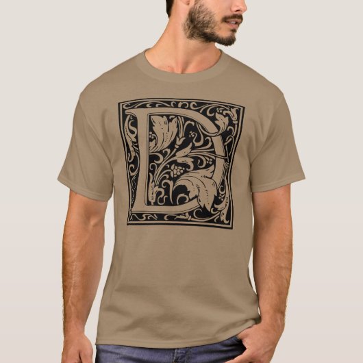 アール・ヌーヴォー様式のD字モノグラム　中世風 Tシャツ (正面)