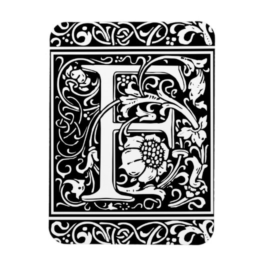 アール・ヌーヴォー様式のF文字モノグラム マグネット (縦)