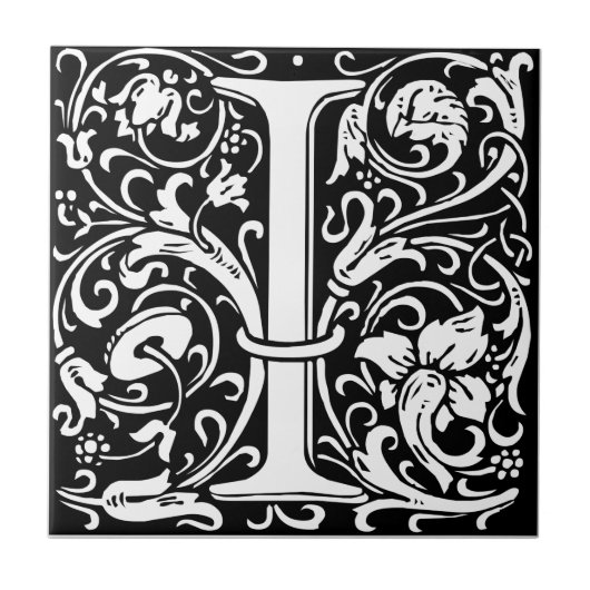 アール・ヌーヴォー様式のI字モノグラム 中世風 タイル (正面)