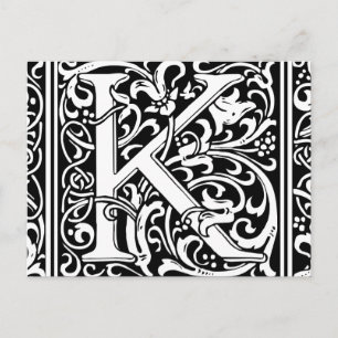 アール・ヌーヴォー様式のKのモノグラム 中世風 ポストカード