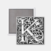 アール・ヌーヴォー様式のKのモノグラム 中世風 マグネット (正面/裏面)