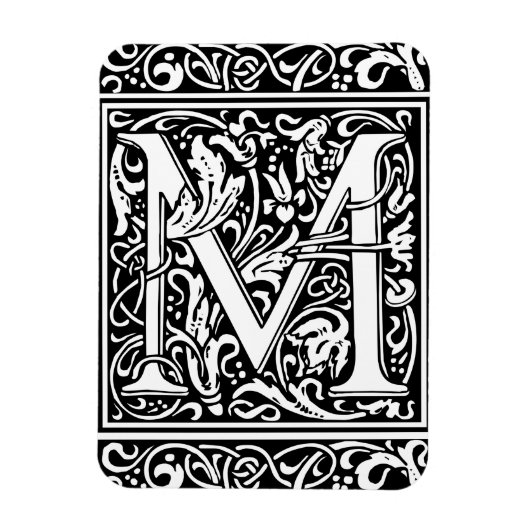 アール・ヌーヴォー様式のMのモノグラム マグネット (縦)