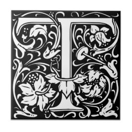 アール・ヌーヴォー様式のT字型中世モノグラム タイル