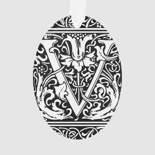 アール・ヌーヴォー様式のV字型中世モノグラム オーナメント (裏面)