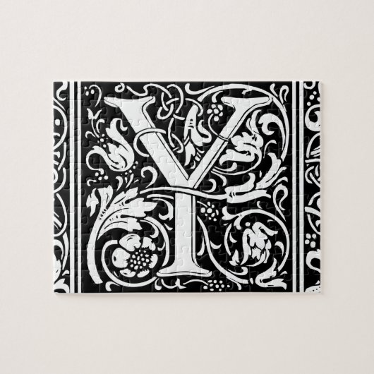 アール・ヌーヴォー様式のY字モノグラム 中世風 ジグソーパズル (横)