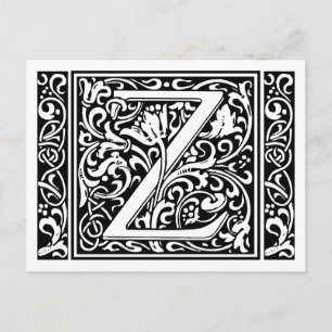 アール・ヌーヴォー様式のZモノグラム 中世風 ポストカード