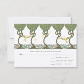 アール・ヌーヴォー調の森をイメージした、レトロな鳥のデザインが美しい結婚式の招待状です。 出欠カード (正面)