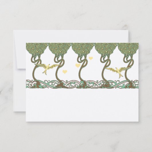 アール・ヌーヴォー調の森をイメージした、レトロな鳥のデザインが美しい結婚式の招待状です。 出欠カード (裏面)