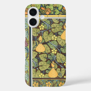 アール・ヌーヴォー野菜とカボチャの花のビンテージ フラワーアート iPhone 16ケース