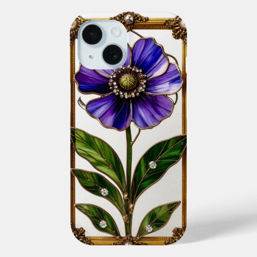 アール・ヌーヴォー風のステンドグラスフラワー Case-Mate iPhoneケース (裏面)