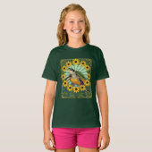 アール・ヌーヴォー風のヒメダカガメとルドベキアの花 Tシャツ (正面フル)