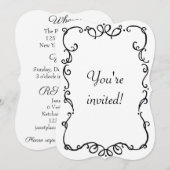 アール・ヌーヴォー風のヴィンテージスタイルの招待状 招待状 (正面/裏面)