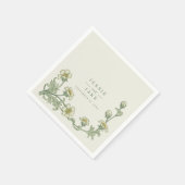アール・ヌーヴォー風の古典的な花柄ボーダー ウェディング スタンダードカクテルナプキン (角)
