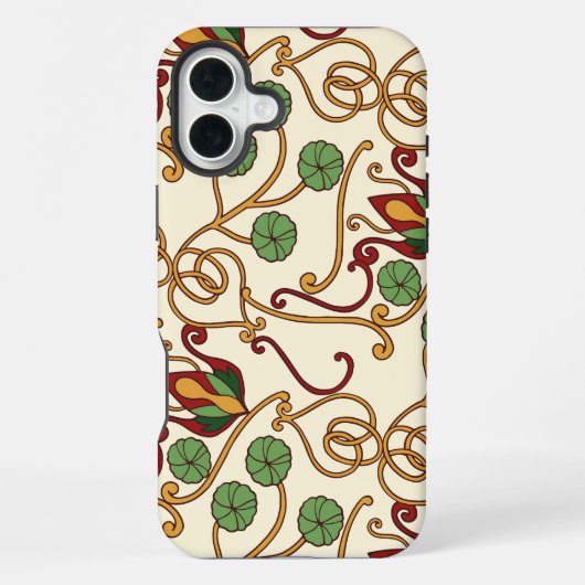 アール・ヌーヴォー風の花のデザイン iPhoneケース (裏面)