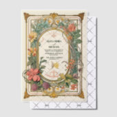 アール・ヌーヴォー風の花の装飾の結婚式 ベラム紙招待状 (オフセット (招待状))