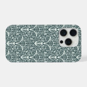 アール・ヌーヴォー風の花柄 iPhone カバー - グリーン (裏面横)