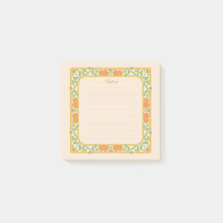 アール・ヌーヴォー風フラワーバニーのボーダー Peach & Sage ポストイット