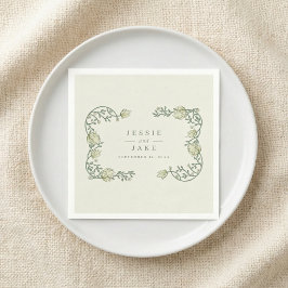 アール・ヌーヴォー風フラワー装飾の結婚式用マッチ箱の引出物 スタンダードカクテルナプキン