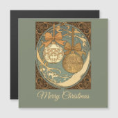 アール・ヌーヴォー風ブラウンとベージュのクリスマスオーナメント (正面/裏面)
