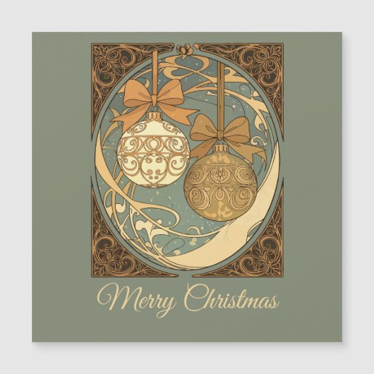 アール・ヌーヴォー風ブラウンとベージュのクリスマスオーナメント (正面)