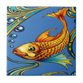 アール・ヌーヴォー風レトロ鯉魚柄 タイル (正面)