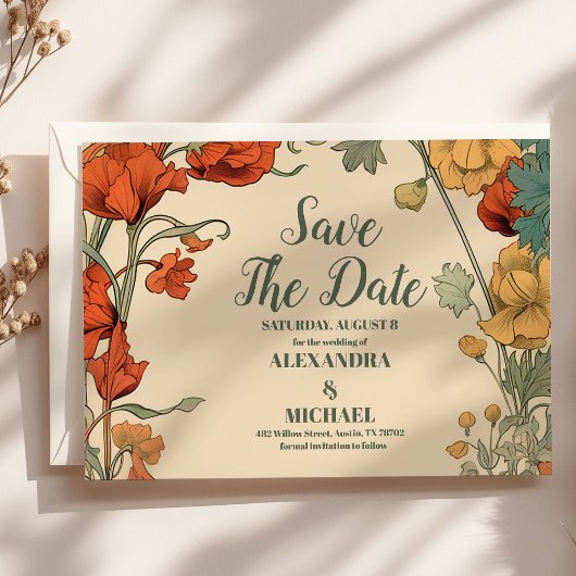 アール・ヌーヴォー風ロマンティックな結婚式 セーブザデート