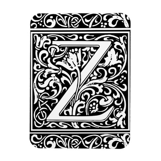 アール・ヌーヴォー風中世モノグラムのZ マグネット (縦)