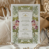 アール・ヌーヴォー アルフォンス・ミュシャ モーブ ダスティーローズ 箔招待状