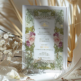 アール・ヌーヴォー アルフォンス・ミュシャ モーブ ダスティーローズ 箔招待状