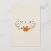 アール・ヌーヴォー オレンジの花 緑のウェディング ディテール エンクロージャーカード (裏面)