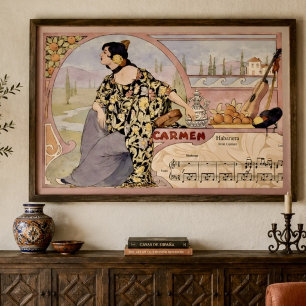 アール・ヌーヴォー カルメン ハバネラ アートプリント - ビンテージ オペラ ポスター