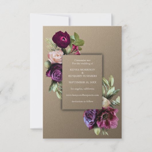 アール・ヌーヴォー, ゴールド,,, アール・デコ, ヴィクトリアン, ウェディング, カード (正面)