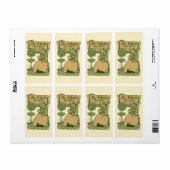 アール・ヌーヴォー スタイルのエクス・リブリス 女の子と猫のテンプレート ラベル (フルシート)