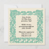 アール・ヌーヴォー・スタイルのジェンダーニュートラルベビーシャワー 招待状 (裏面)