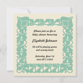 アール・ヌーヴォー・スタイルの男女兼用ベビーシャワー 招待状