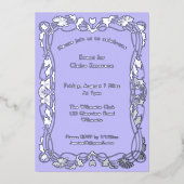 アール・ヌーヴォー・スタイルの花柄フレーム箔招待状 箔招待状 (正面)