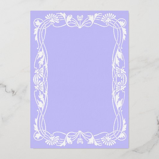アール・ヌーヴォー・スタイルの花柄フレーム箔招待状 箔招待状 (裏面)