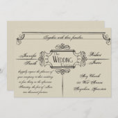 アール・ヌーヴォー・スタイルの豪華な結婚式招待状 招待状 (正面/裏面)