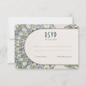 アール・ヌーヴォー スタイルの返信カード ヴィンテージ フラワーデザイン 招待状 (正面)