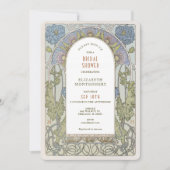 アール・ヌーヴォー スタイルの ヴィンテージ ウェディング シャワー 招待状 デコ (正面)