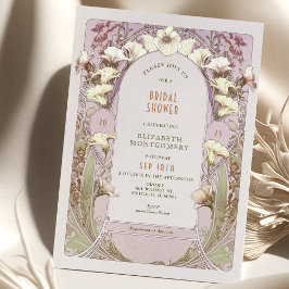 アール・ヌーヴォー スタイルの ヴィンテージ ウェディング シャワー 招待状 デコ