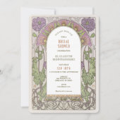 アール・ヌーヴォー スタイルの ヴィンテージ ウェディング シャワー 招待状 デコ (正面)
