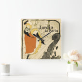 アール・ヌーヴォー ダンサー ジェーン・アヴリル by トゥールーズ・ロートレック スクエア壁時計 (ホーム)