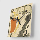 アール・ヌーヴォー ダンサー ジェーン・アヴリル by トゥールーズ・ロートレック スクエア壁時計 (傾斜)