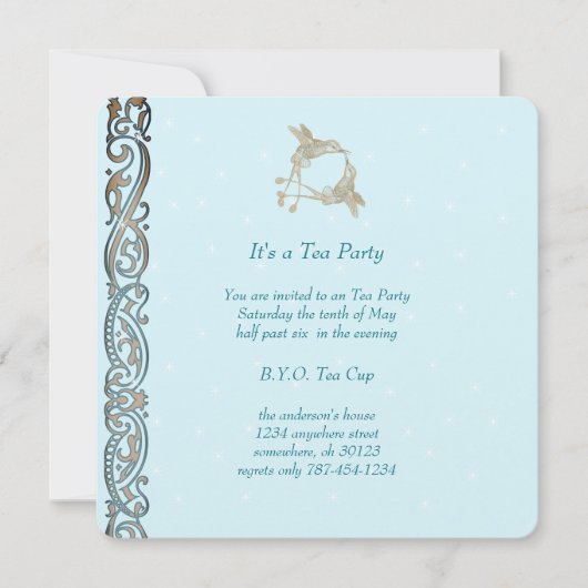 アール・ヌーヴォー ハミングバード ティーパーティー 招待状 (正面)