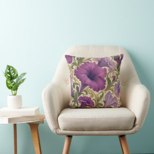 アール・ヌーヴォー パープルペチュニア デコラティブ クッション