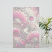 アール・ヌーヴォー ピンクとシルバーの扇子 便箋 (スタンド正面)