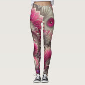 アール・ヌーヴォー ピンクとシルバーの扇 レギンス (正面)